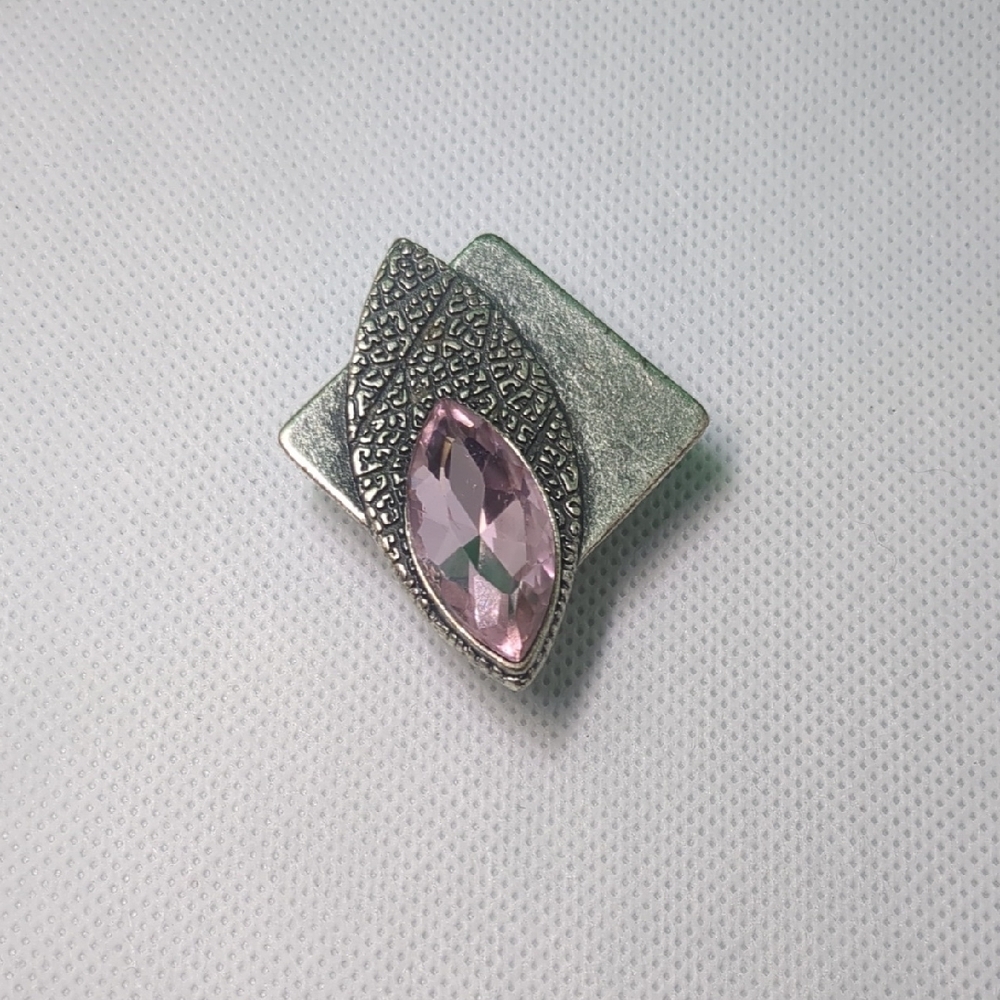 Pink and Silver Modern Brooch with Geometric Design